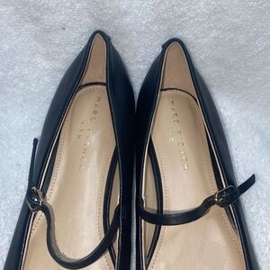 Marc Fisher Black Mary Jane Pointed Flats with Ankle Strap